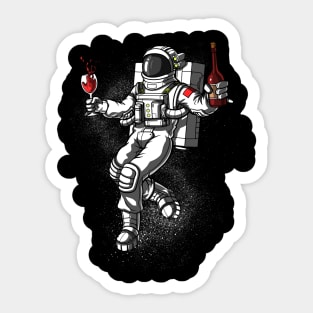 Space Astronaut Wine Drinking Party Sticker